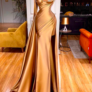 Golden Prom Dresses, Beaded Evening Dresses,..