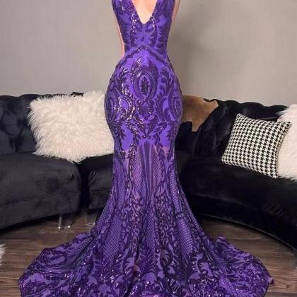Purple Prom Dresses, Lace Prom Dresses, Sparkly..