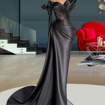 Black Prom Dresses, One Shoulder Prom Dresses,..