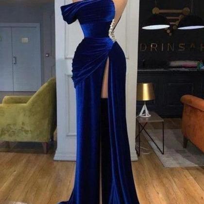 Velvet Prom Dresses, Royal Blue Prom Dresses,..