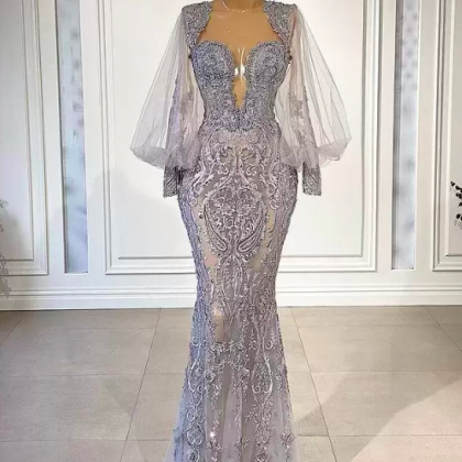 2023 Luxury Mermaid Lace Evening Dresses Beaded..