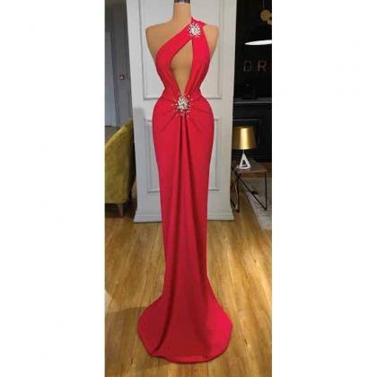 Sexy Strapless Prom Dresses One Shoulder Beading..