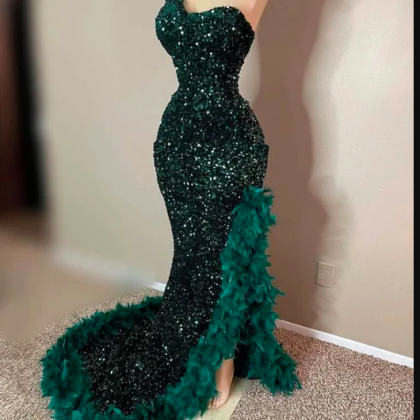 Sexy African Emerald Green Prom Dresses 2023..