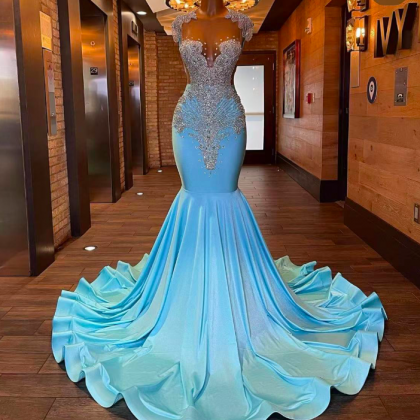 Crystal Prom Dresses, Blue Prom Dresses, Mermaid..