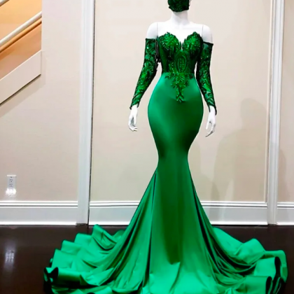 Elegant Dark Green Mermaid Prom Dresses 2023..