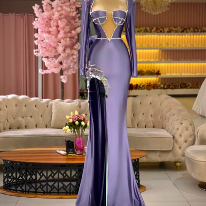 Purple Prom Dresses, Sweetheart Prom Dresses, Long..