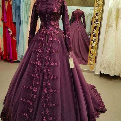Modest Muslim Kaftan Evening Dresses Floral Lace..
