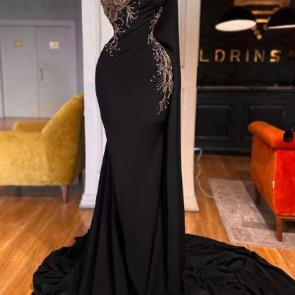Black Prom Dresses, Beaded Evening Dresses, Long..