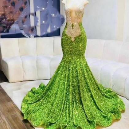 Green Prom Dresses, Sparkly Prom Dresses, Mermaid..