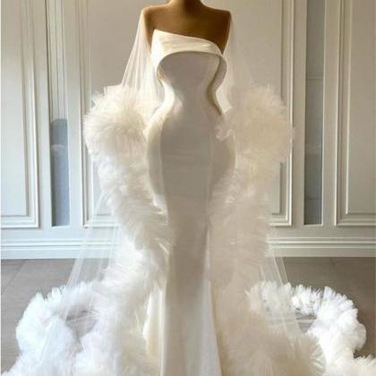 White Prom Dresses, White Wedding Dress, Ruffle..