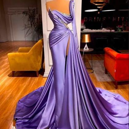 Purple Prom Dresses, One Shoulder Prom Dresses,..