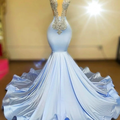 Elegan Light Blue T Prom Dresses For Black Girls..