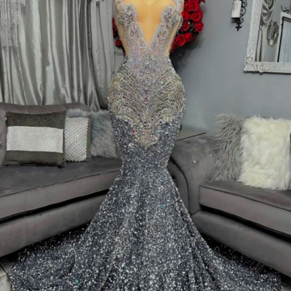 Sexy Sparkly Mermaid Prom Dress 2023 Crystal..