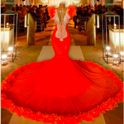 Luxury Orange Mermaid Prom Dresses 2023 For Black..