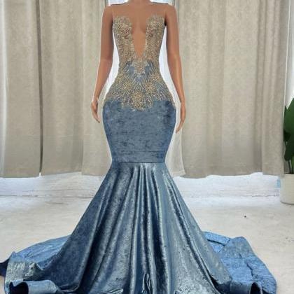 Blue Prom Dresses, 2023 Mermaid Evening Dresses,..