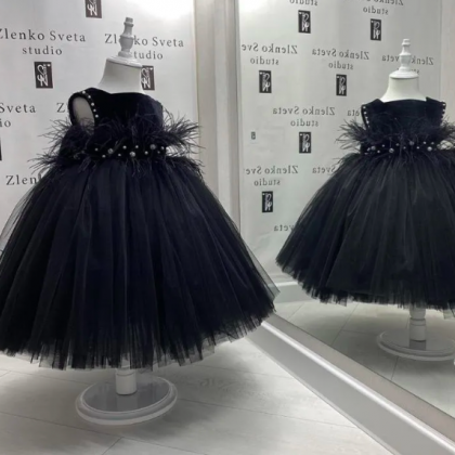 Girl's Dresses Black Tulle Puffy..