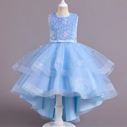 Girl's Dresses Glitter Sequin Hi-lo..