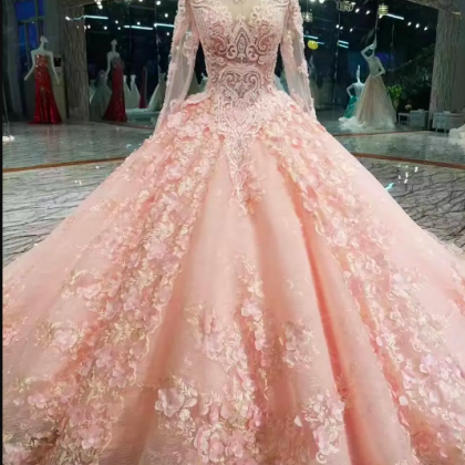 Luxury Pink Designer Ball Gown Prom Dresses Long..