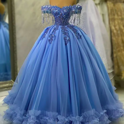 2023 April Aso Ebi Crystals Lace Prom Dress Ball..