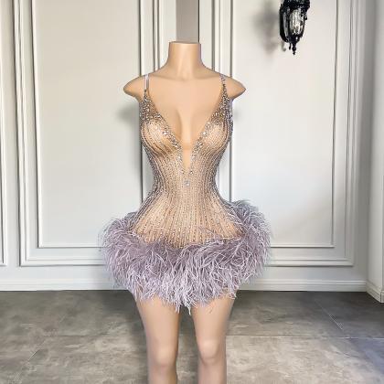 Sexy See Through Women Birthday Gowns Silver..