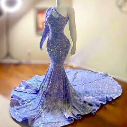 Glitter Velvet Sequins Prom Dresses Single One..
