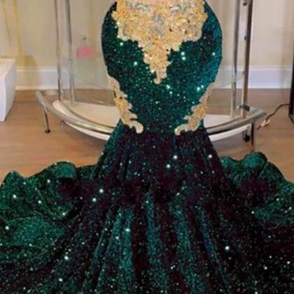 Sparkly Dark Green Mermaid Prom Dresses 2024 For..