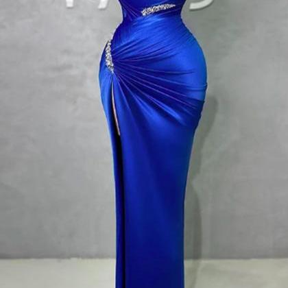 Elegant Blue Mermaid Evening Dresses Glitter..