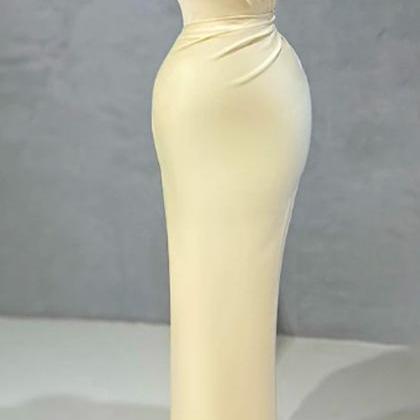 Light Champagne Evening Dresses Simple One..