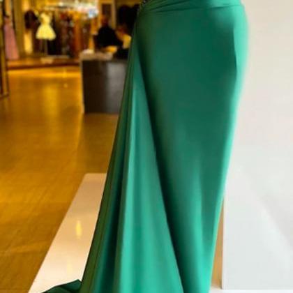 Pleats Green Evening Dresses Mermaid Ruched..
