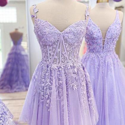 Short Lace Corset Appliqued Prom Dresses For Women..