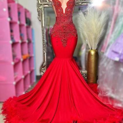 Crystal Red Prom Dresses Long For Women 2024..