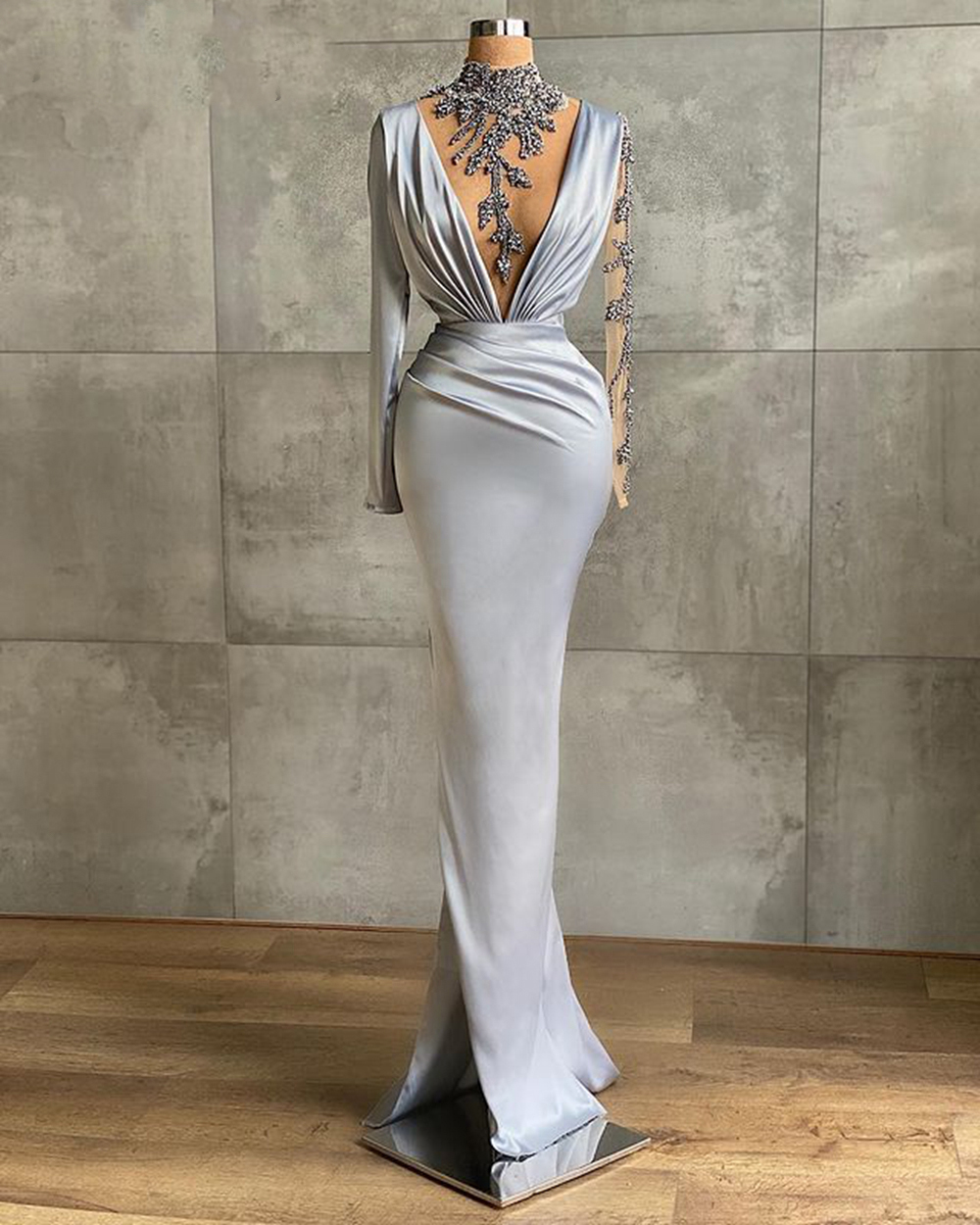 Silver Mermaid Women Formal Evening Party Prom Gowns   fg2240 main image 1