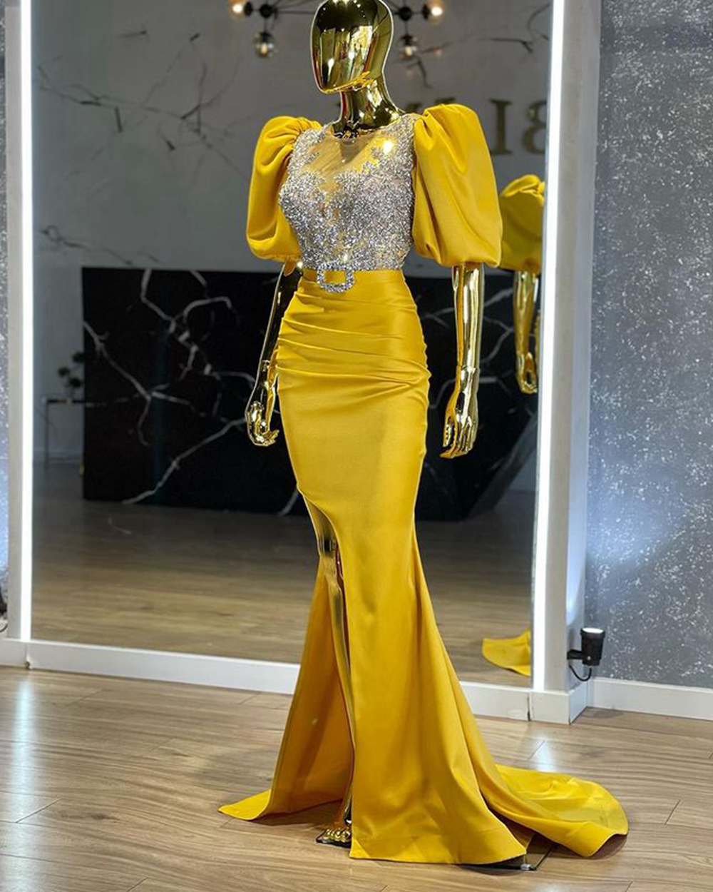 gold or silver with yellow dress Arabella Harness With Soshin Dress in Pale Yellow FR38 - US6