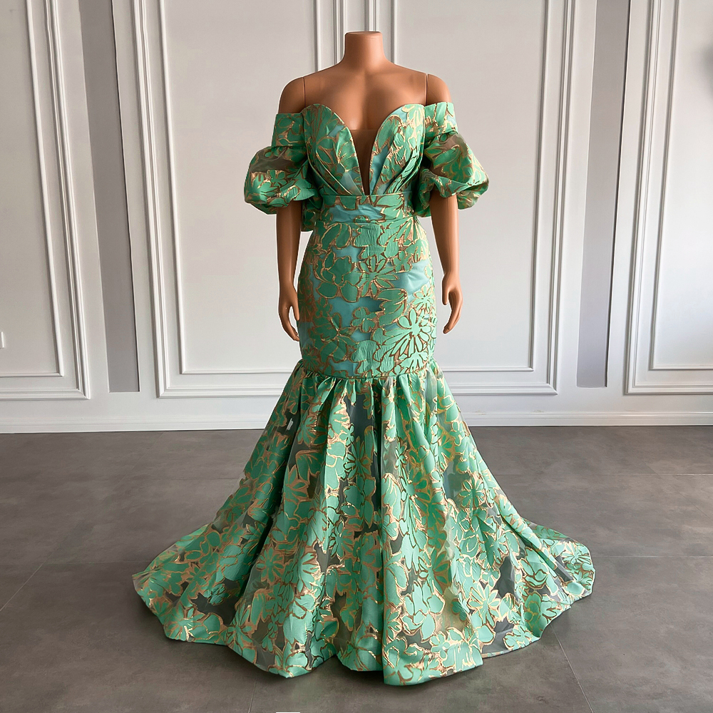 Long Evening Dresses 2023 Mermaid Style Off The Shoulder Mint Green Dubai Women Formal Party Gowns