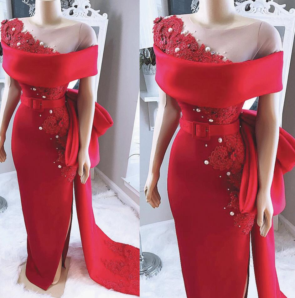 Red Prom Dresses, Off The Shoulder Prom Dresses, Lace Appliques Prom Dresses, Satin Evening Dresses, Mermaid Evening Dresses, Custom Make Prom