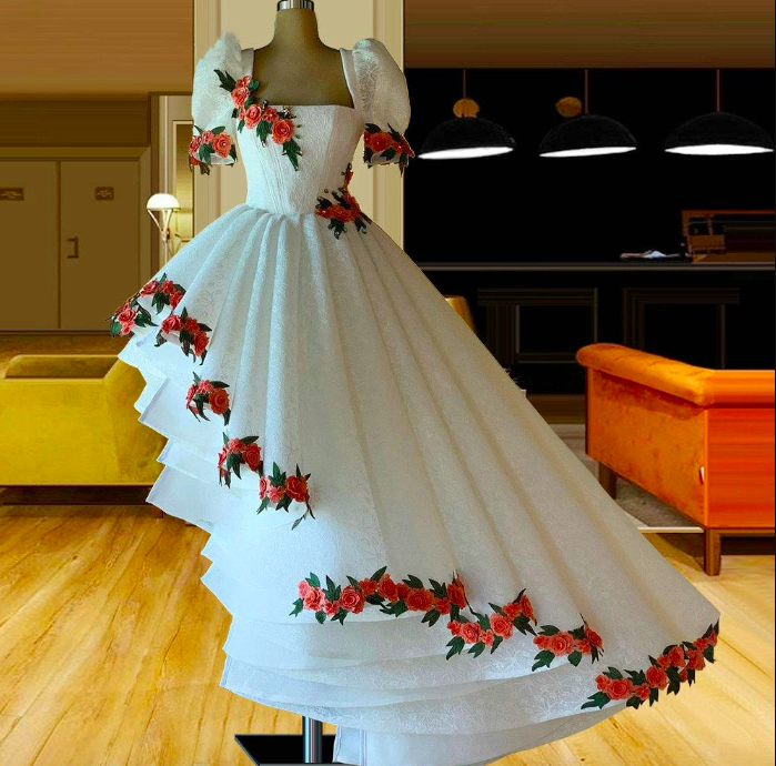 white high low dresses formal White Linen High-Low Dress – Elegant Midi with Chiffon Hem White / XL main image 1