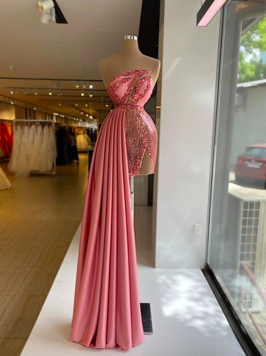 Pink Prom Dresses, Sexy Prom Dresses, Beaded Prom Dresses, Satin Prom Dresses, Evening Dresses, Formal Dresses, A Line Evening Dresses, Sexy