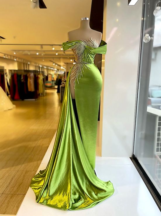 Green Prom Dresses, 2023 Prom Dresses, Mermaid Prom Dresses, Evening Dresses, Vestidos De Fiesta 2023, Beaded Evening Dresses, Off The Shoulder