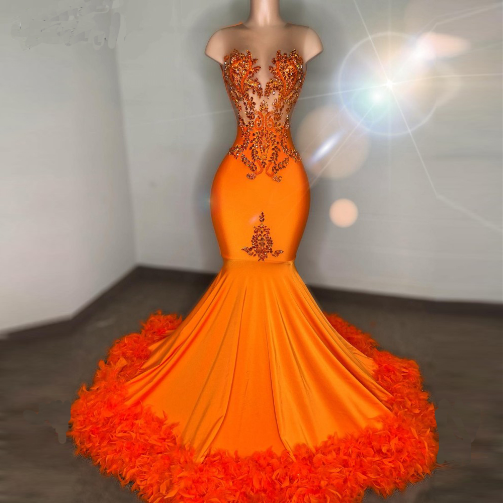 chinese dress ladies 2023 Mermaid Long Orange Prom Dresses Party Dress fg3147  formalgowns