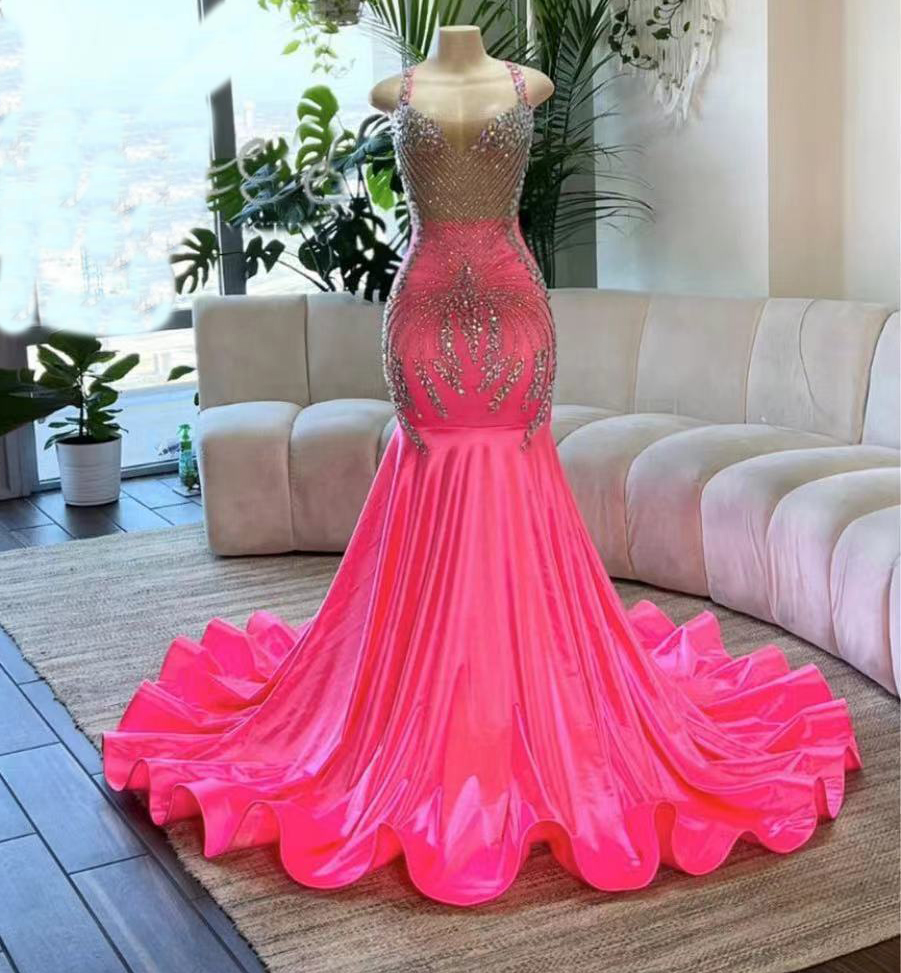 Pink Prom Dresses, Crystal Prom Dresses, Sexy Prom Dresses, Evening Dresses, Evening Gowns, Sexy Prom Dresses, Evening Gowns, Mermaid Prom