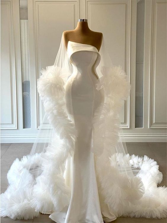 White Prom Dresses, White Wedding Dress, Ruffle Prom Dresses, Tulle Evening Dresses, Satin Prom Dresses, Mermaid Prom Dresses, Sexy Prom Dresses,