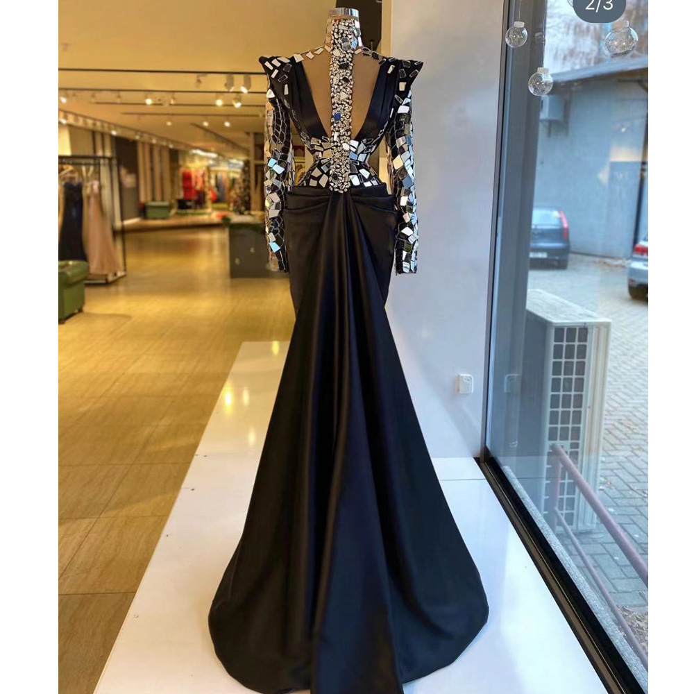 Black Prom Dresses, High Neck Prom Dresses, Crystal Evening Dresses, Sexy Formal Dresses, Evening Gowns, Satin Evening Dresses, Party Dresses,