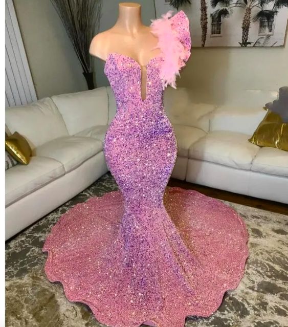 Pink Prom Dresses, 2023 Prom Dresses, Sequins Prom Dresses, One Shoulder Prom Dresses, Sexy Evening Dresses, 2023 Evening Dresses For Women,