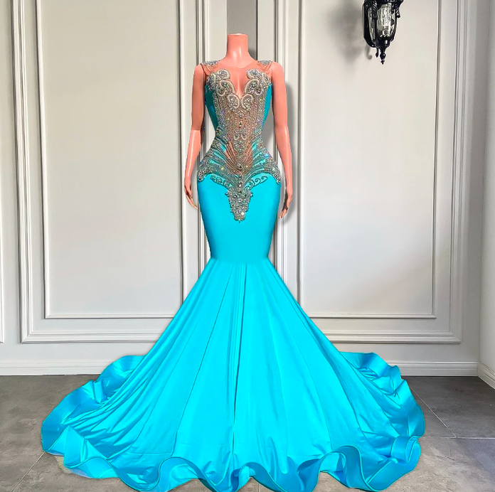 tiffany blue and black prom dresses