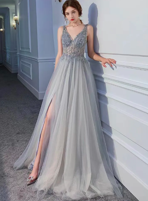 2023 Arabic Aso Ebi Blue Mermaid Prom Dress Lace Beaded Sexy Side Split Shiny Evening Formal Party Second Reception Birthday Engagement Gowns