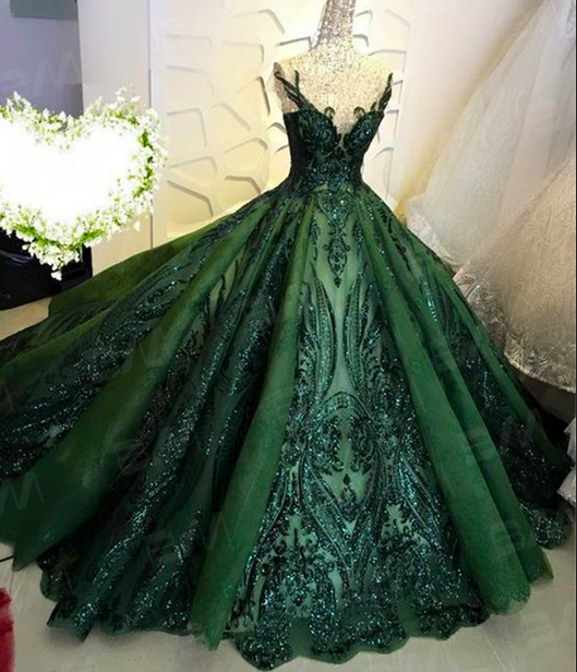 Green Lace Ball Gown Quinceanera Dresses Strapless Evening Dress Appliques Prom Dress Custom Made Women Party Gown