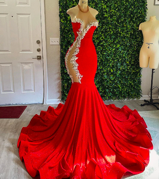 Sparkly Red Halter Prom Dresses For Black Girls Sliver Beaded Mermaid Dresses For Party Wedding Evening Cocktail Gowns Vestidos