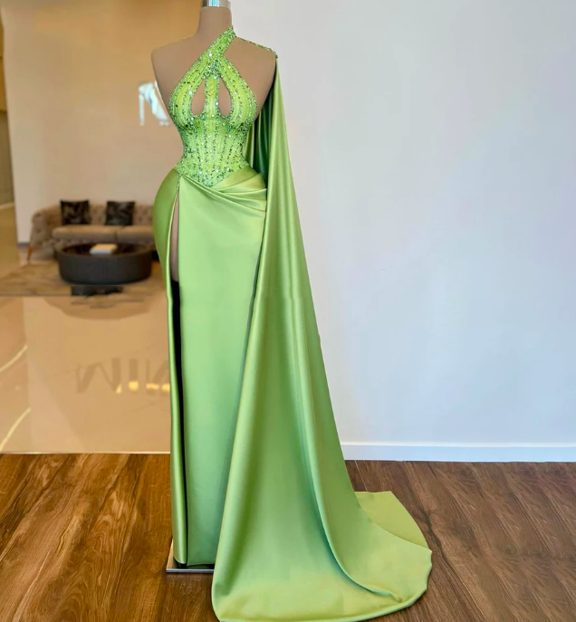 2024 Unique Designer Mermaid Prom Dresses Sleeveless Dubai Arabic Women Beaded Evening Party Gowns With Split Slit فساتين السهرة