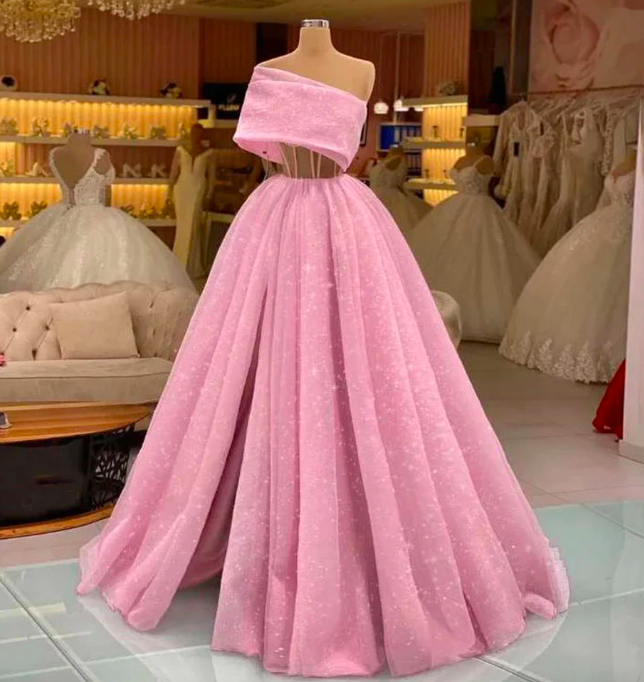 Vintage Exquisite Long Evening Dresses For Women Sexy One Shoulder Sleeve Fluffy Princess Style Mopping Party Female Prom Gowns