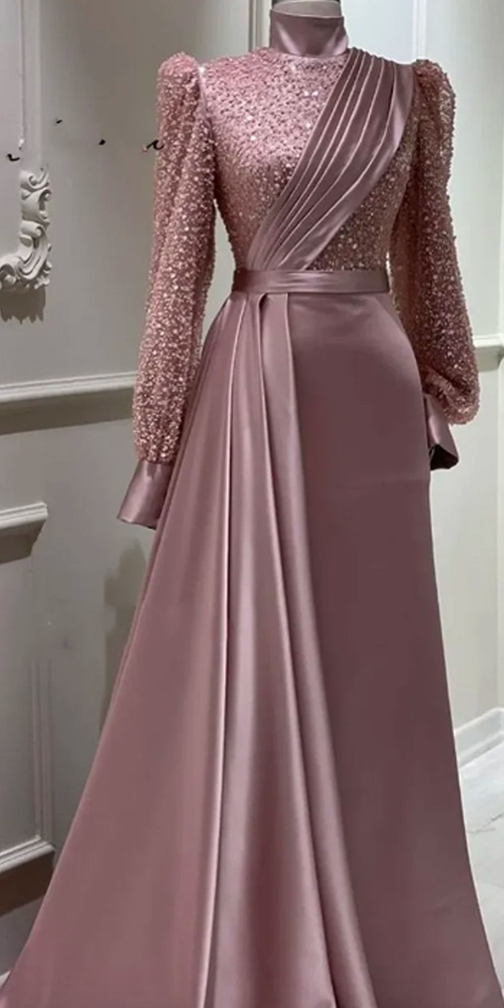 Customized(can Not Refund) Muslim Evening Dresses Long Beaded Puffy Long  Sleeves Dubai D on Luulla